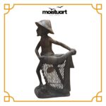 Wooden Fisherman Man Statue